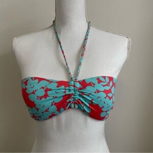 Boden bikini top Red and Aqua Floral Bandeau summer beach vacation colorful
